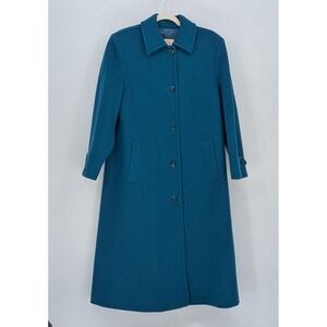 Vintage 70s Pendleton $350 Size 14 Teal Blue Virgin Wool Full Length Coat USA